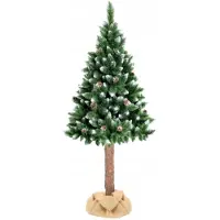 Viking Choice Kunstkerstboom 160 cm - met houten stam - sneeuw en dennenappels