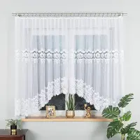 Markizeta Daria Serie - Jacquard Gordijn - 300x160 cm - Ornamentele Witte Kleur - Korrelige Stof