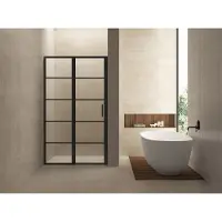 Boss & Wessing Bws nisdeur indus met vast paneel 90x200 cm 8 mm nano glas omkeerbaar mat zwart