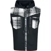 Vixxsin - Gothic Bodywarmer - Luther Bodywarmer zwart/wit - L tot XXL - voor Mannen - zwart-grijs-wit - Maat XXL