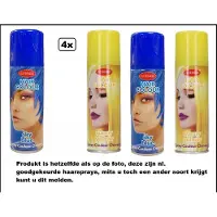 Goodmark 4x Haarspray blauw/geel 125 ml - - Sky blue/ sunny yellow - Festival thema feest carnaval haar kleurspray party