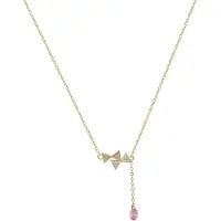 Faina Ketting goud / rosa / transparant