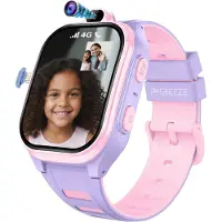 Phreeze Kinderhorloge Meisje - Smartwatch Kids - GPS Horloge Kind - Waterdicht - 4G - Met Simkaart - Belfunctie - Camera - Bellen - Spelletjes - Stappenteller - Alarmen - SOS - Roze & Paars