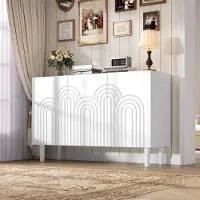 OKWISH Dressoirs - Kast Met 3 Deuren En Verstelbare Scheidingsplanken - Praktische Opbergkast - 120x38,5x79 cm - MDF - Wit