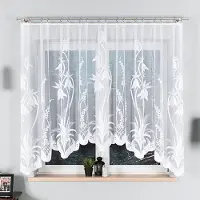 Markizeta Aneta Serie - Witte Jacquard Gordijn - 310x160 cm - Kleur Kleur - Subtiele Bloemenprint