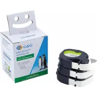 G&G Schrijftape , compatibel met Dymo 91221/S0721660, zwart op wit, zelfklevend, kunststof, L 4 m x B 12 mm, 3 stuks