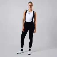 Acelera Essential Fietsbroek Lang Dames met Zeem en Bretels - Thermo Lange Wielerbroek - Winter Fietsbroek Lang - Zwart - Maat 3XL