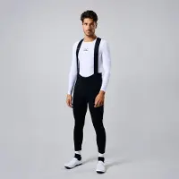 Acelera Essential Fietsbroek Lang heren met Zeem en Bretels - Thermo Lange Wielerbroek - Winter Fietsbroek Lang - Zwart - Maat 2XL