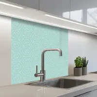 KitchenYeah Keuken achterwand 80x80 cm - Spatscherm zelfklevend Turquoise - Patroon - Lijnen - Muurbeschermer - Spatwand fornuis