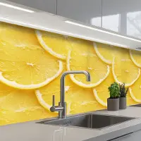 KitchenYeah Keuken achterwand 150x80 cm - Spatscherm zelfklevend Schijfjes - Citroen - Sap - Muurbeschermer - Spatwand fornuis