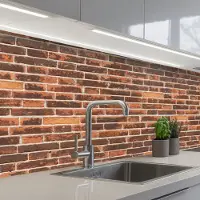 KitchenYeah Keuken achterwand 150x60 cm - Spatscherm zelfklevend Bakstenen - Oud - Muur - Verkleuring - Muurbeschermer - Spatwand fornuis