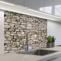 KitchenYeah Keuken achterwand 100x80 cm - Spatscherm zelfklevend Ruw - Stenen - Muur - Natuurstenen - Muurbeschermer - Spatwand fornuis