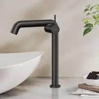 Emke Wastafelkraan - Waterbesparend Mengkraan - Incl. Aansluitingen - Hoge Uitloop 26cm - Zwart