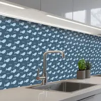 KitchenYeah Keuken achterwand 400x60 cm - Spatscherm zelfklevend Klein - Oceaan - Golven - Blauw - Muurbeschermer - Spatwand fornuis