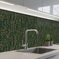 KitchenYeah Keuken achterwand 500x60 cm - Spatscherm zelfklevend Groen - Bruin - Vlekken - Roest print - Muurbeschermer - Spatwand fornuis