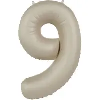 Folat - Folieballon Cijfer 9 Creamy Latte - 86 cm