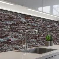 KitchenYeah Keuken achterwand 150x60 cm - Spatscherm zelfklevend Rode - Bakstenen - Muur - Muurbeschermer - Spatwand fornuis
