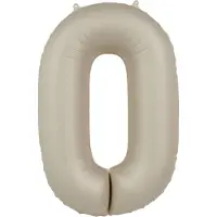 Folat - Folieballon Cijfer 0 Creamy Latte - 86 cm