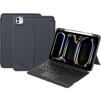 Mobigear Tablethoes geschikt voor Apple iPad Pro 11 Inch (2025) Hoes | Detachable Rotating QWERTY Bluetooth Toetsenbord Bookcase + Stylus Houder - Zwart