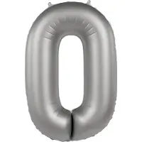 Folat - Folieballon Cijfer 0 Moonlight Silver - 86 cm
