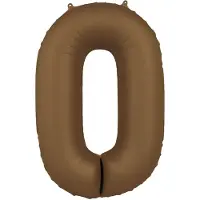 Folat - Folieballon Cijfer 0 Chocolate Brown - 86 cm