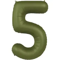 Folat - Folieballon Cijfer 5 Olive Green - 86 cm