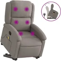 vidaXL Sta-op-massagestoel verstelbaar stof taupe