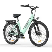 HillMiles Milecity 1 Elektrische fiets - Actieradius 80km - Verwijderbare batterij 36V13Ah - Motor 250W Elektrische stadsfiets - Shimano 7 versnellingen - 26 Inch City Commuter EBike - Groen