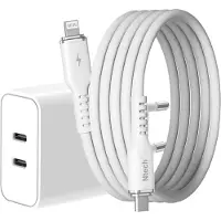 Ntech USB C Adapter / Oplader - Lader 2 poorten 35W Met 1M lightning naar usb C kabel - Snellader