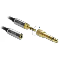 DeLOCK 3,5mm Jack verleng spiraalkabel met schroefbare 6,35mm Jack adapter | 1 meter