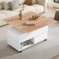 OKWISH Salontafels - Salontafel Met 4 Schuifladen En Rollen - Handig Voor Opbergen En Verplaatsen - 100x50x52 cm - Spaanplaat - Wit