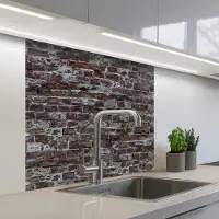 KitchenYeah Keuken achterwand 80x80 cm - Spatscherm zelfklevend Rode - Bakstenen - Muur - Muurbeschermer - Spatwand fornuis
