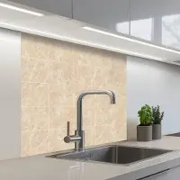 KitchenYeah Keuken achterwand 80x80 cm - Spatscherm zelfklevend Marmer - Tegels - Beige - Muurbeschermer - Spatwand fornuis