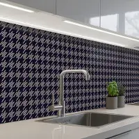 KitchenYeah Keuken achterwand 500x80 cm - Spatscherm zelfklevend Plaid - Patroon - Ruit - Blauw - Muurbeschermer - Spatwand fornuis