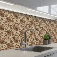 KitchenYeah Keuken achterwand 250x80 cm - Spatscherm zelfklevend Warm - Bloemen - Groen - Rood - Muurbeschermer - Spatwand fornuis