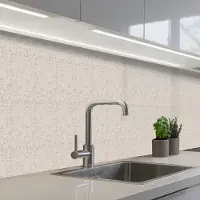 KitchenYeah Keuken achterwand 300x60 cm - Spatscherm zelfklevend Bloemen - Bladeren - Licht - Taupe - Muurbeschermer - Spatwand fornuis