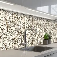 KitchenYeah Keuken achterwand 200x60 cm - Spatscherm zelfklevend Beige - Patroon - Roest print - Verf - Muurbeschermer - Spatwand fornuis
