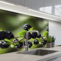 KitchenYeah Keuken achterwand 80x60 cm - Spatscherm zelfklevend Bramen - Bladeren - Tros - Muurbeschermer - Spatwand fornuis