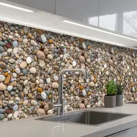 KitchenYeah Keuken achterwand 300x80 cm - Spatscherm zelfklevend Kleine - Grote - Stenen - Muurbeschermer - Spatwand fornuis