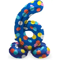 Folat - Staande folieballon Cijfer 6 Colorful Dots - 41 cm
