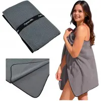 Captain Mike Snelle Droge Strand Handdoek Microvezel Grijs Gestreept 175x110 cm