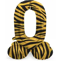 Folat - Staande folieballon Cijfer 0 Tiger Chic - 72 cm