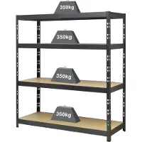 Toolcraft KIT77 Brede stellingkast basismodule 350 kg (b x h x d) 1.6 x 1.8 x 60 m Metaal, MDF Antraciet/zwart