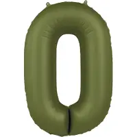 Folat - Folieballon Cijfer 0 Olive Green - 86 cm