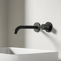 Emke Inbouw Wastafelkraan - Warm en Koud Mengkraan - 17 cm Uitloop - Eéngreeps - Wandmontage - Zwart