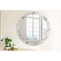 Wallfluent Bedrukte Ronde Spiegel - Ronde Spiegel Met Print Marmerpatroon - 90 cm / 76 cm - Gouden - Gouden Ronde Wandspiegel Met Print - Badkamerspiegel - Gangspiegel - Eetkamer - Hal - Top Kwaliteit