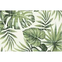 Wallfluent Tegelstickers - Tropische Bladeren In Een Arrangement Stickers Voor Tegels - Set van 24 stuks 10 x 10 cm - Groente Tegelfolie Keuken - Mozaïek Bloemen en Planten Badkamer Tegelstickers