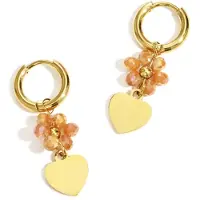 Yehwang Oorbellen flower brown gold - Hartje - Stainless steel