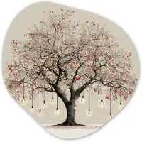 MuchoWow Organische wanddecoratie 40x40 cm - Organisch schilderij Lichtboom - Winter - Kerst - Meerkleurig - Muurdecoratie woonkamer - Kamer decoratie - Schilderijen - Muurcirkel aesthetic