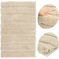 FLOOR Zachte Antislip Badkamermat Beige 60x90cm - Extra Dik en Pluizig